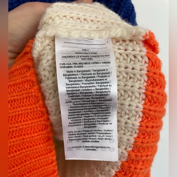 Only Colorful Striped Colorblock Sweater size small - Picture 4 of 5